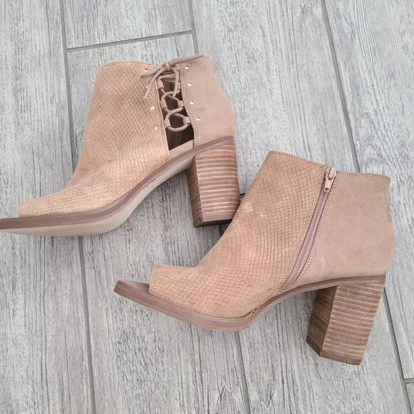 Nine West lace up ankle booties tan suede size 8.5 women's - Picture 11 of 15